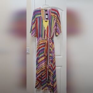 City Chic Multicolor Striped High Low Dress